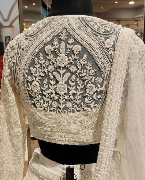 White Blouse Designs, White Lehenga, Simple Saree Designs, Pearl Work, New Saree Blouse Designs, Real Images, Cutwork Blouse Designs, Blouse Designs Indian, Elegant Blouse Designs