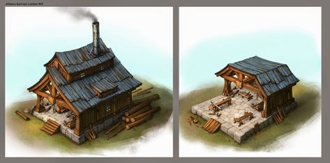 Lumber Mill Concept Art, World Of Warcraft Buildings, Village Games, Warlords Of Draenor, Sci Fi Building, Viking Village, Lumber Mill, Warcraft Art, Hand Painted Textures