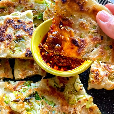 MOB Kitchen — Crispy Spring Onion Pancakes Cheese Paratha, Mob Kitchen, Onion Pancake, Chinese Street Food, Potato Rolls, Spicy Dipping Sauce, Potato Roll, Vegan Eats, Indian Snacks