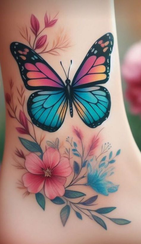 Butterfly Tattoo Colorful, Colourful Butterfly Tattoo, Butterflies Tattoo Designs, Nail Butterflies, Wallpapers Butterflies, Hairstyle Butterfly, Party Decorations Butterfly, Butterfly Draw, Butterfly Locs Hairstyle