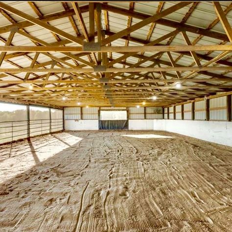 Small Indoor Arena, Arena Ideas Horse, Small Indoor Riding Arena, Small Indoor Arena Horse, Covered Horse Arena, Indoor Horse Riding Arena, Arena Work For Horses, Barn With Indoor Arena, Horse Riding Arena