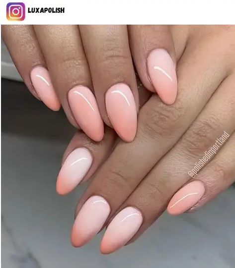 Peach Nail Designs, Peach Nail Art, Peach Colored Nails, Nail Designs For 2023, Clear Glitter Nails, Sparkle Nail Designs, Hoco Nails, Bright Nail Designs, Cute Peach