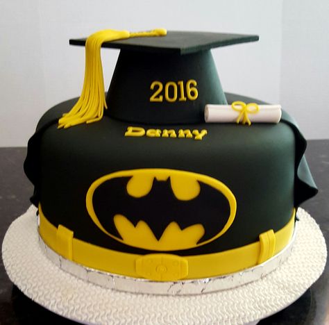 Batman graduation cake Batman Graduation, Batman Wedding, Grad Cake, Batman Cake, Batman Birthday, Graduation Cake, Garlic Shrimp, Graduation Cakes, Cakes For Boys