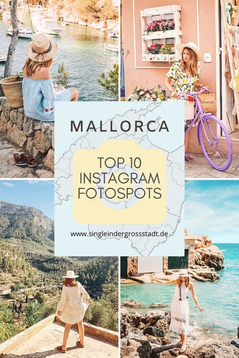 Mallorca – eine Insel mit vielen Sehenswürdigkeiten, wunderschönen Plätzen, traumhaften Buchten und Stränden, Abenteuer und so viel mehr als nur der Ballermann. Die TOP 10 Instagram Fotospots in Deiá, Valldemossa, Can Picafort, Alcudia Altstadt, Palma, Cala Figuera und wunderschöne Strände & Buchten in Cala Llombards, Cala Mesquida, Playa de Muro und Es Trenc. Erschafft wundervolle Erinnerungen. Plätze und Koordinaten findest du im Artikel.  Urlaub, Reiseliebe, Meerliebe Chile Travel Destinations, Deia Mallorca, Michigan Travel Destinations, Christmas Travel Destinations, Germany Travel Destinations, American Travel Destinations, Florida Travel Destinations, Tropical Travel Destinations, Japan Travel Destinations