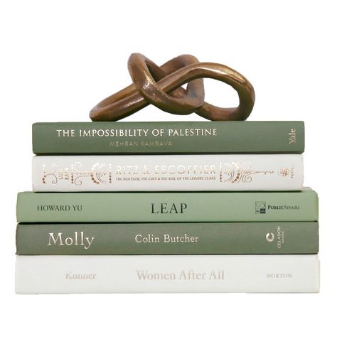 Modern Ivy Cream Book Stack, S/5. Features a blend of five authentic hardback books published 1990-Present all displayed in a handsome pyramidal stack. The varied shades of green and cream color tones make this Book Stack an inspired choice for any room. Enhance a coffee-table, side-table or bookshelf with these decorative books. Titles will differ from those pictured but color pattern will remain the same. Light age appropriate wear suitable for reading and book décor. Some books may have remainder marks in ink, and the board color may differ from spine color. Stack Of Coffee Table Books, Home Decor Green Accents, Books For Coffee Table Decor, Decorative Books Display, Book Shelf Decoration, Coffee Table Book Stack, Books On Table, Table Books Decor, Green Side Table