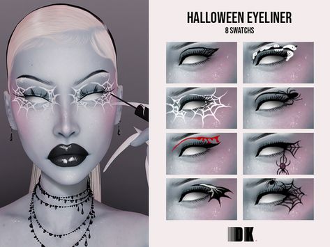 Wicked Whims Sims 4, Halloween Eyeliner, Sims 4 Cc Goth, Sims 4 Cc Eyes, Sims 4 Cas Mods, Makeup Cc, Sims Packs, Sims 4 Anime, Sims 4 Cc Makeup