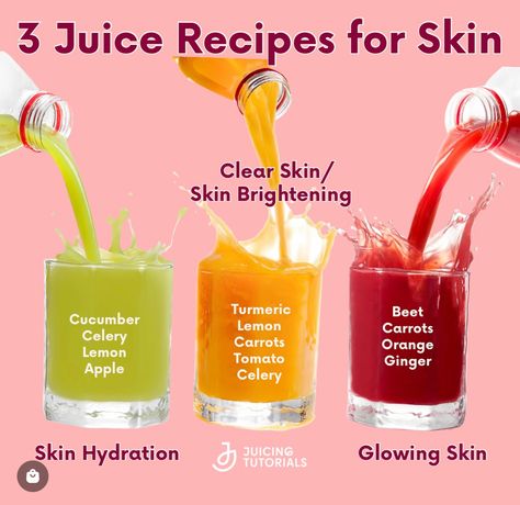 Juice Recipes For Skin, Recipes For Healthy Skin, Glowing Skin Juice, Cold Pressed Juice Recipes, Juicing Ideas, Benefits Of Fruits, Fresh Juice Recipes, Juice For Skin, Resep Juice