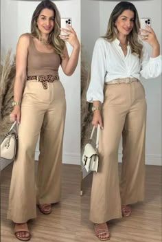 Brown Pants Outfit, Outfit Petite, Nude Outfits, New Look Fashion, Look Office, Mommy Outfits, Beige Outfit, Effortlessly Chic Outfits, Elegante Casual