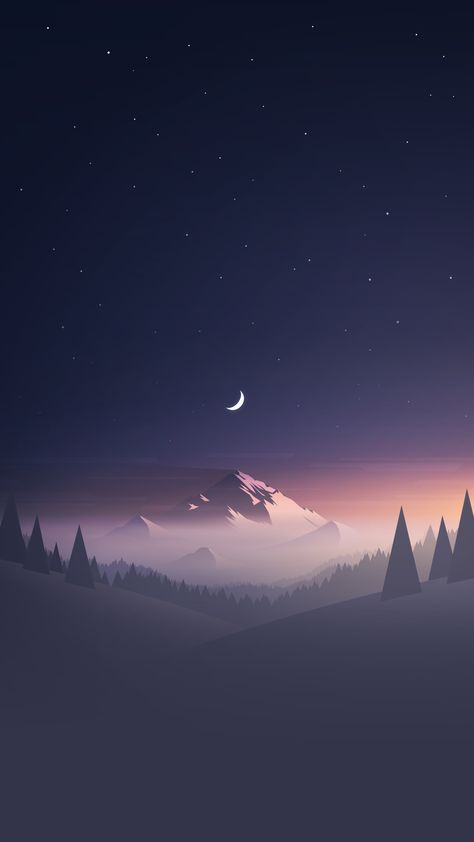 mountain and trees under starry sky illustration, mountain surrounding trees photo digital art #nature #mountains portrait display #Moon #stars #night #mist #trees #forest #minimalism #hills clear sky starry night #4K #wallpaper #hdwallpaper #desktop The Night Sky, Night Sky, Trees, Moon, Stars, Art