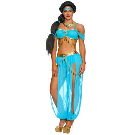 Liv Morgan Halloween Costume, Halloween Costumes 1 Person, Genie Halloween Costumes, Revealing Halloween Costumes, Princess Dress Adult, Princess Jasmine Halloween Costume, Arabian Princess Costume, Adult Princess Costume, Jasmine Halloween Costume