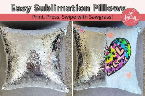 Learn how to add sublimation designs to a sequin pillow in this tutorial. Making sublimation reverse sequin pillows is really easy to do with the Sawgrass SG500 and SG1000 sublimation printers. Supply List  Commercial Free SVG Designs for Sublimation  Commercial Free Digital Patterns Sawgrass SG1000 Sublimation Printer Sawgrass SG500 Sublimation Printer Sawgrass Inks & Sublimation Paper Heat presses Sequin Pillows, Cricut Expression, Sequin Pillow, Round Wood Sign, Digital Patterns, Sublimation Printer, Supply List, Vinyl Cut, Cricut Tutorials