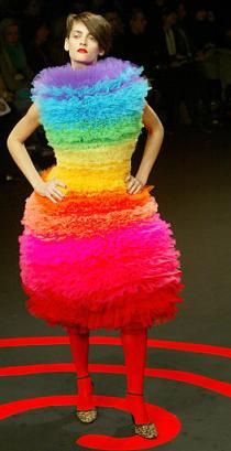 Clear violation of the Rainbow Proscription.  Side of Unflattering Shaping, which, as we all know, is 'posed to be amusing.  Colour me unamused.  [Photos - Ugly - Rainbow Dress by Johnny Illustrated, via Flickr] Ugly Bridesmaid Dresses, Ugly Wedding Dress, Justin Bieber Jokes, Ugly Fashion, American Funny Videos, Ugly Dresses, Crazy Dresses, Ugly Outfits, Indian Funny