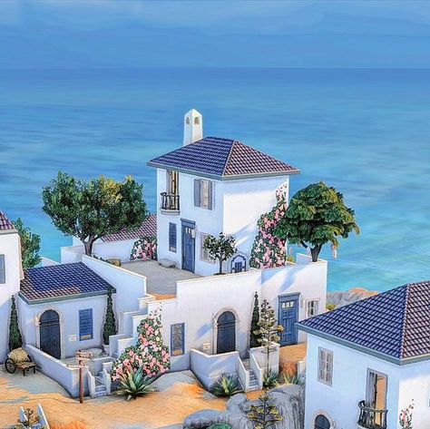 Sims 4 Santorini, The Sims4, Santorini, Sims 4, Greece, Crochet, On Instagram, Instagram