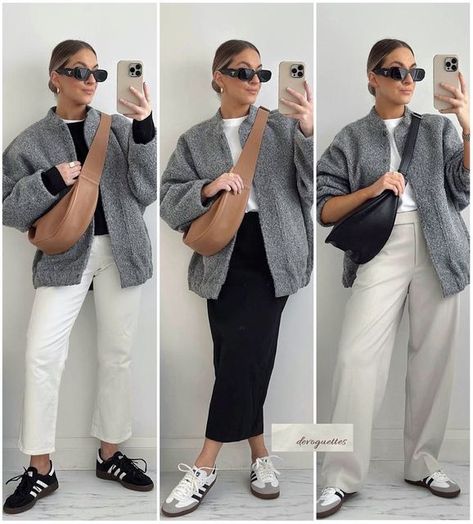 Grey Jacket Outfit, Looks Adidas, Outfit Grey, Samba Outfit, Jacket Adidas, Look Adidas, Outfit Zara, Zara Jacket, Instagram Famous