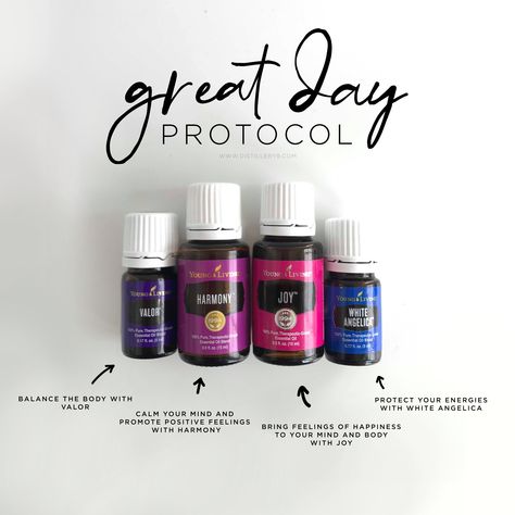 Great Day Protocol - DISTILLERY 9 Young Living Oils Recipes, Living Oils Recipes, Ball Recipes, Young Living Essential Oils Recipes, Yl Oils, Essential Oils Guide, Essential Oil Roller Bottle, Yl Essential Oils, Essential Oil Blends Recipes