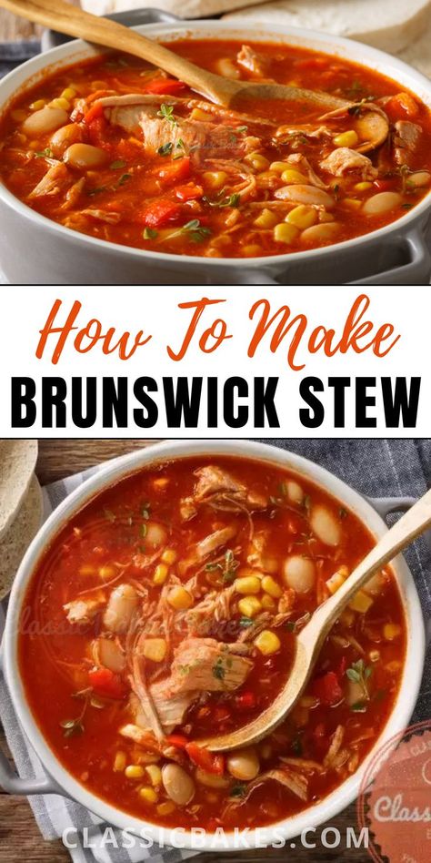 Brunswick Stew Recipe Easy, Homemade Brunswick Stew Recipe, Brunswick Stew Recipe Georgia, Best Brunswick Stew Recipe, Easy Rabbit Recipe, Stew Recipes Crockpot, Brunswick Stew, Pre Cooked Chicken, Chickpea Stew