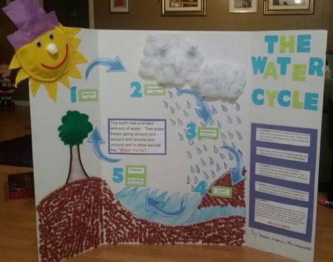 Water Cycle Poster Project Water Cycle Anchor Chart, Water Cycle Craft, Water Cycle Lessons, Water Cycle Model, Water Cycle For Kids, Water Cycle Poster, Water Cycle Experiment, Water Cycle Project, Water Cycle Activities