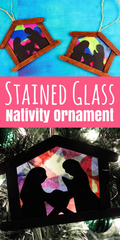 DIY Stained Glass Nativity Ornament - Views From a Step Stool Christmas Church Crafts, Stained Glass Nativity, Christian Christmas Crafts, Christmas Ornaments Diy Kids, Ornaments Diy Kids, Diy Nativity, Keepsake Crafts, Christmas Crafts For Toddlers, Preschool Christmas Crafts