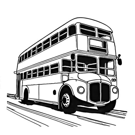 Bus Outline, Double Decker Bus Drawing, And If A Double Decker Bus, Double Decker Bus Livery, Bus Drawing, Vintage Double Decker Bus, Double Decker Bus, Buses, Coloring Page