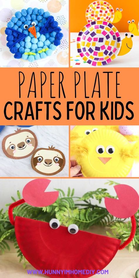 Whether you're looking for crafts for kids to make in preschool or kindergarten, you'll love these cute paper plate crafts! They're fun art projects to make at home or in the classroom. Put together cute animals or colorful rainbows with your kids to pass the time this spring or summer. Animal Plates Craft, Easy Kids Crafts Paper, Crafts For 3 Year Kids At Home, Elementary Crafts For Kids, Paper Plate Crafts For Preschoolers, Crafts For First Graders, Kindergarten Crafts Easy, Campground Crafts, Easy Crafts For Toddlers