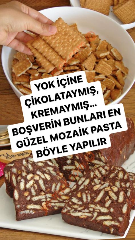 MOZAİK PASTA BÖYLE OLMALI : "KLASİK MOZAİK PASTA" - Aniden gelen misafirleriniz için dolabınızda hazırda bulundurabileceğiniz, yapımı oldukça kolay, az malzemeli, ekonomik, tam kıvamında, pratik ve çok lezzetli bir #pastatarifi #tatlitarifleri #mozaikpasta #mozaik Mozaik Pasta, Pasta Cake, Food Receipt, Yummy Ice Cream, Turkish Recipes, Perfect Food, Chocolate Desserts, Cake Desserts, Sweet Recipes