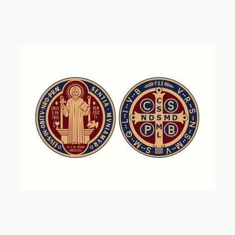 Get my art printed on awesome products. Support me at Redbubble #RBandME: https://www.redbubble.com/i/art-print/Saint-Benedict-Medal-by-Beltschazar/89508363.1G4ZT?asc=u Saint Benedict Medal Wallpaper, Sao Bento, Saint Benedict Medal, Benedict Medal, Saint Benedict, Women’s History, Nail Studio, The Saint, Roman Catholic