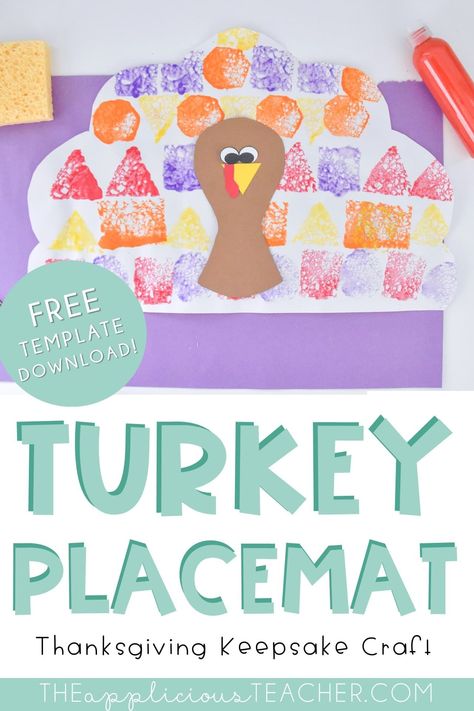 Turkey placemat craft freebie. Simple and easy idea for a turkey craft just in time for Thanksgiving. TheAppliciousTeacher.com Thanksgiving Placemats Kids, Turkey Placemat, Placemat Template, Thanksgiving Placemats Preschool, Thanksgiving Keepsake, Classroom Holiday Crafts, Fall Classroom Ideas, November Classroom, Thanksgiving Activities Preschool