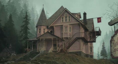 pink palace, coraline Coraline House, Coraline Art, Coraline Movie, Coraline Aesthetic, Coraline Jones, Pink Palace, Tim Burton Movie, Pink Houses, Through The Window