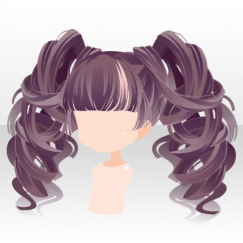 Curly Pigtails, Hairstyle Drawing, Coco Hair, Tail Hairstyle, Mysterious Forest, Chibi Hair, Tail Hair, Hair Sketch, Anime Accessories