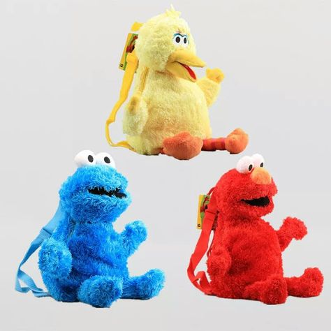 Cookie Monster Plush, Sesame Street Plush, Elmo Plush, Elmo Cookies, Bird Plush, Elmo And Cookie Monster, Monster Cookie, Blue Cookies, Doll Backpack