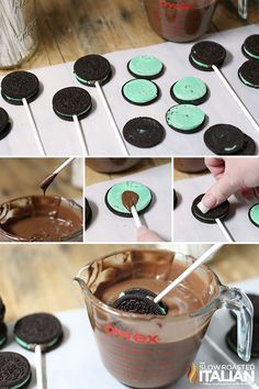 Oreos On A Stick, Chocolate Covered Oreo Pops, Strawberry Boxes, Oreo Cake Pops, Oreo Cookie Pops, Chocolate Covered Desserts, Chocolate Covered Cookies, Chocolate Pops, Chocolate Dipped Oreos