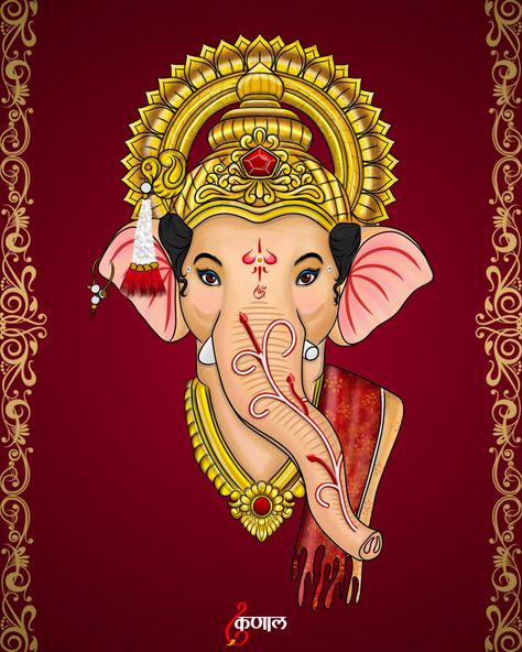 Digital illustration of Khetwadi Cha Ganraj. Ganpati Cartoon, Trill Wallpapers, Ganpati Illustration, Ganpati Pic, Ganesha Art Illustration, Ganesha Artwork, Birthday Banner Background Hd, Sai Pallavi Hd Images, Ganesh Ji Images