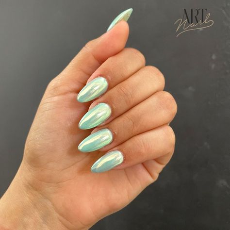 30 Latest Green Chrome Nail Ideas To Try in 2024! - alexie Seafoam Green Chrome Nails, Light Green Nails With Chrome, Seafoam Chrome Nails, Pistachio Chrome Nails, Jade Chrome Nails, Bright Green Chrome Nails, Pastel Green Chrome Nails, Neon Green Chrome Nails, Mint Green Chrome Nails