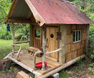 Backyard Projects - Instructables Rustic Playhouse Outdoor, Rustic Playhouse, Pallet Fort, Small Log Cabin, Build A Playhouse, Beach Wood, Tiny Cabin, Tiny House Cabin, Cabin In The Woods