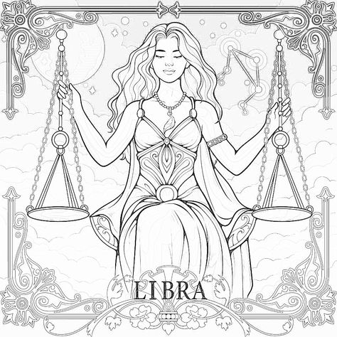 Zodiac Signs Coloring Pages, Libra Coloring Pages, Zodiac Coloring Pages, Libra Color, Legend Images, Witch Coloring Pages, Color Drawing Art, Barbie Coloring, Barbie Coloring Pages