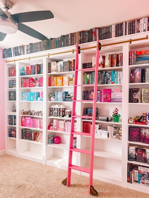 Pink Book, Maximalist Design, Getting Over, Book Room, Little Library, All The Way Up, Bookshelves, Bookcase, That Look