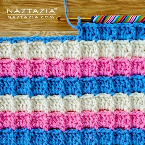 Crochet Textured Box Stitch - Naztazia ® Crochet Bobble Blanket, Bobble Stitch Tutorial, Popcorn Stitch Crochet, Crochet Box Stitch, Crockpot Express, Crochet Stitches Symbols, Crochet Blanket Tutorial, Box Stitch, Crochet Ornament Patterns