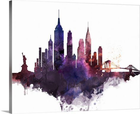 New York City Watercolor, City Watercolor, Watercolor Cityscape, New York Painting, City Skyline Art, Skyline Painting, Watercolor City, New York City Skyline, Cityscape Art