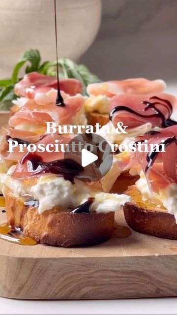 Ivette Kettel | Organic Modern Home Decor on Instagram: "Here is an amazing appetizer idea you guys will love!!! Burrata and Prosciutto Crostini! Easy to make and delicious, perfect addition to your next gathering or event. 
Ingredients:
French baguette
Olive oil
Burrata 
Prosciutto 
Basil 
Honey
Balsamic glaze 
Follow the steps on the video to make it! 

Try it this weekend and let me know!!!
 Don’t forget to follow @kettelhomedecor for more ideas! 😜
.
.
.
.
##burrata #burratacheese #easyappetizer #easyappetizers #crostini #appetizerideas #prosciutto #prosciuttodiparma #hosting #entertaining #entertainingideas" John Mark Pantana, Bruchetta Appetizers, Burrata Appetizer, Dinner Hosting Ideas, Prosciutto Crostini, Night Dancer, Honey Balsamic Glaze, Toast Bacon, Prosciutto Recipes