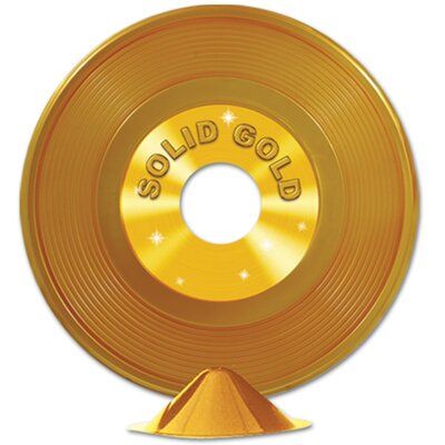 Ebern Designs Place the gold plastic record centerpiece on each table at your awards night or music themed party. Pair with other themed items to complete the look. Record Centerpiece, Soul Train Party, 50s Rock And Roll, Gold Record, Hollywood Party Theme, Music Themed Parties, Rock And Roll Fashion, 70s Party, Plastic Dinnerware