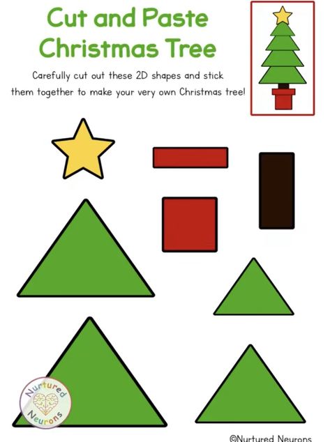 Christmas Shapes Templates, Christmas Pictures Kids, Shape Christmas Tree, Christmas Tree Shape, Christmas Teaching, Christmas Worksheets, Shapes Preschool, Shape Pictures, 2d Shapes