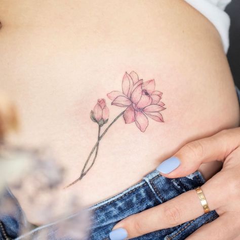 Lotus With Stem Tattoo, Covered Tattoos, Pink Lotus Tattoo, White Lotus Tattoo, Watercolor Lotus Tattoo, Shoulder Armor Tattoo, Small Lotus Tattoo, Lotus Tattoos, Sacred Flower