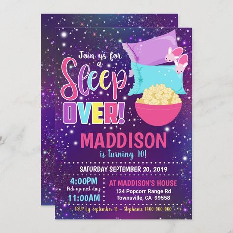 Neon Sleepover, Sleepover Invitation, Sleepover Birthday Party, Slumber Party Invitations, Sleepover Invitations, Girls Slumber Party, Sleepover Birthday, Sleep Over, 11th Birthday