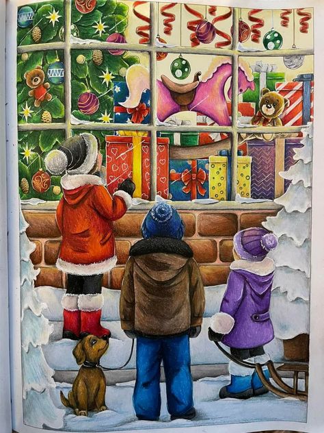 Christmas Composition Drawing, Christmas Scene Drawing, Morden Art, Teresa Goodridge, Composition Drawing, Drawing Competition, Scene Drawing, Christmas Coloring Books, Romantic Country