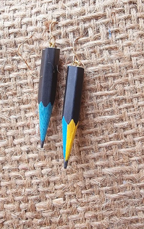 Pencil Earrings | Colors of Life | Dual Shade | Multi Color Pencil | Teacher's Gift | Recycled Jewelry| Sustainable Jewely by JustCrapp on Etsy Upcycled Wine Corks, Pencil Earrings, First Day Back To School, Brownie Points, Carbon Monoxide, Gift Wrapper, Recycled Jewelry, Color Pencil, Small Pouches