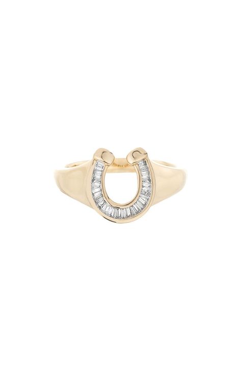 Adina Reyter Baguette Diamond Horseshoe Signet Ring | Nordstrom Diamond Horseshoe Ring, 14k Gold Signet Ring, Diamond Ear Cuff, Horseshoe Ring, Eternity Ring Gold, Adina Reyter, Round Diamond Ring, Diamond Jewel, Baguette Diamonds