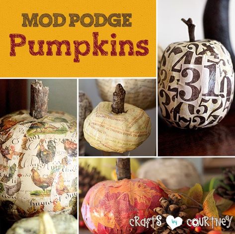 Autumn Feeling, Decoupage Pumpkins, Mod Podge Crafts, Modge Podge, Autumn Decorating, Fall Halloween Crafts, Autumn Crafts, Fall Projects, Pumpkin Crafts