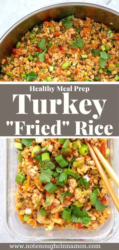 Ground Turkey Fried Rice, Asian Ground Turkey, Turkey Fried Rice, Ground Turkey Meal Prep, Healthy Fried Rice, Asian Turkey, Turkey Stir Fry, Ground Turkey Recipes Healthy, Healthy Asian