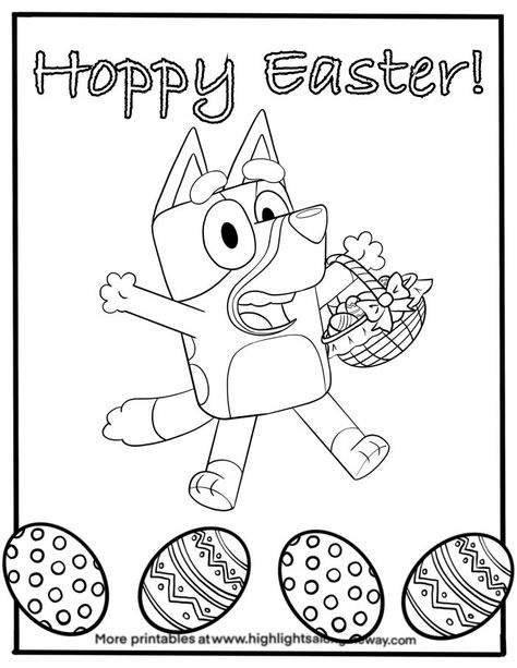 Bluey coloring page easter eggs and easter basket Bluey Easter Coloring Pages, Bluey Theme Preschool, Disney Easter Coloring Pages, Bluey Easter Basket Ideas, Bluey Coloring Pages Free Printable, Bluey Coloring Pages Free, Bluey Printables, Bluey Activities, Easter Colouring Pages