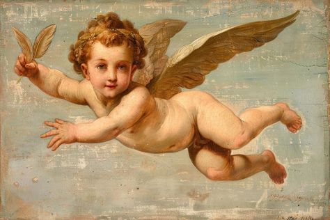 Cherub Flying, Baby Angel Tattoo, Cupid Cherub, Cherub Art, Angel Statues Sculpture, Angel Cupid, Aesthetic Angel, Flying Angel, Angel Flying